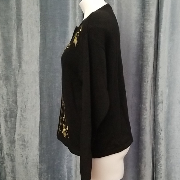Lise J Gold Embroidered Sweater Cardigan in Large - Picture 3 of 6